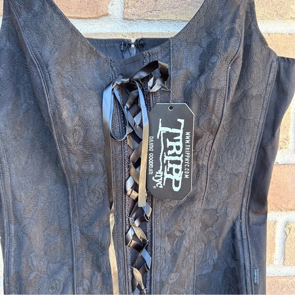 Tripp NYC Corset  Xl Dark Raver Goth Punk Gabber Halloween Wednesday Addams NWT - Picture 3 of 8